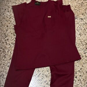 Women's Burgundy Top and Pants Set SCRUBS